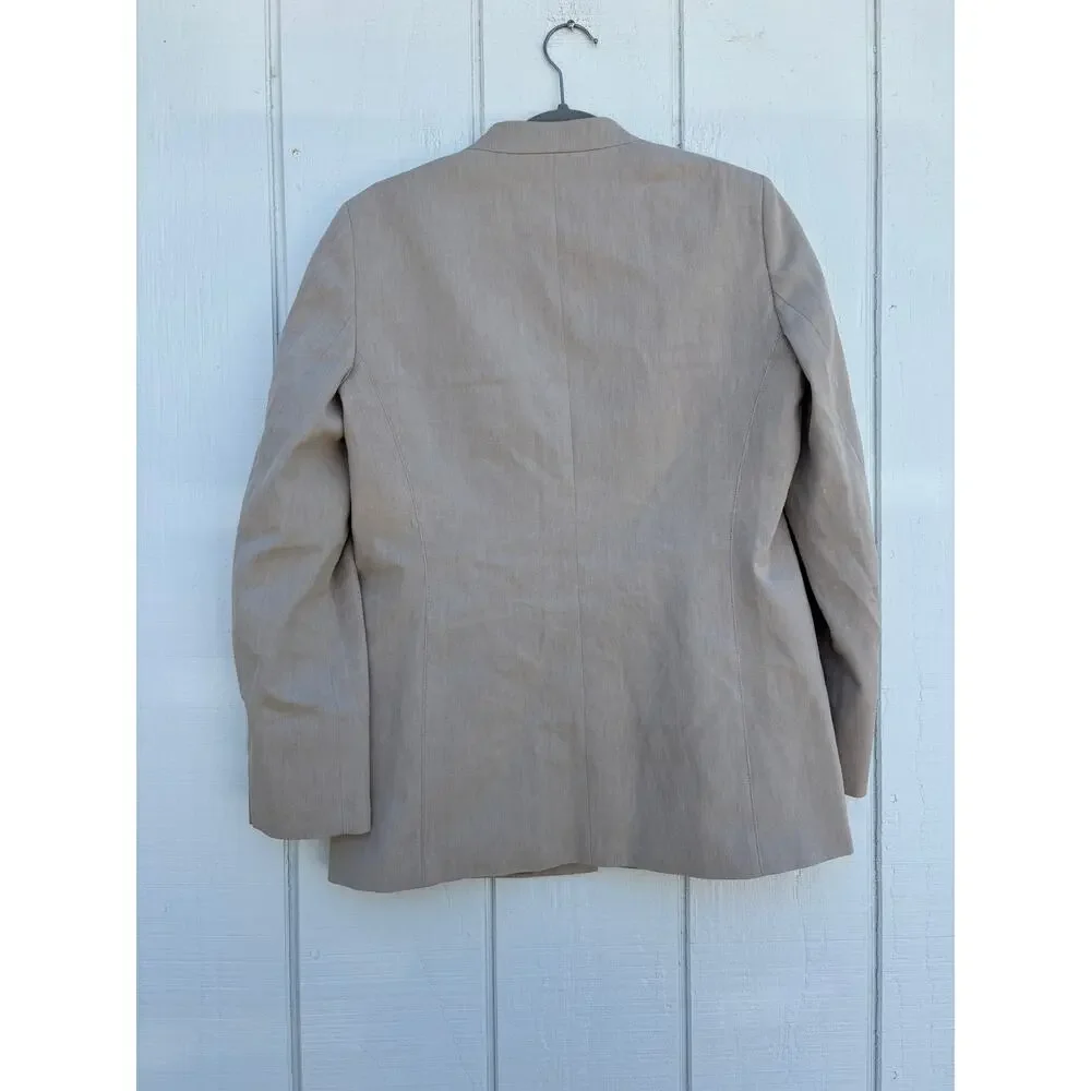 HUGO BOSS Aresas Blazer, Women's Beige Linen, Two‎ Clasp Closure, Sz 8 - Picture 2 of 7